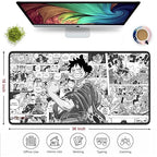 Pirate Anime Mouse Pad 11×23 Inch 2mm Extended Gaming Desk Mat with Anti-Slip Rubber Base Mousepad for Smooth Surface Desk pad for PC & Laptop Use Waterproof & Stiched (Black/White) Deskpad