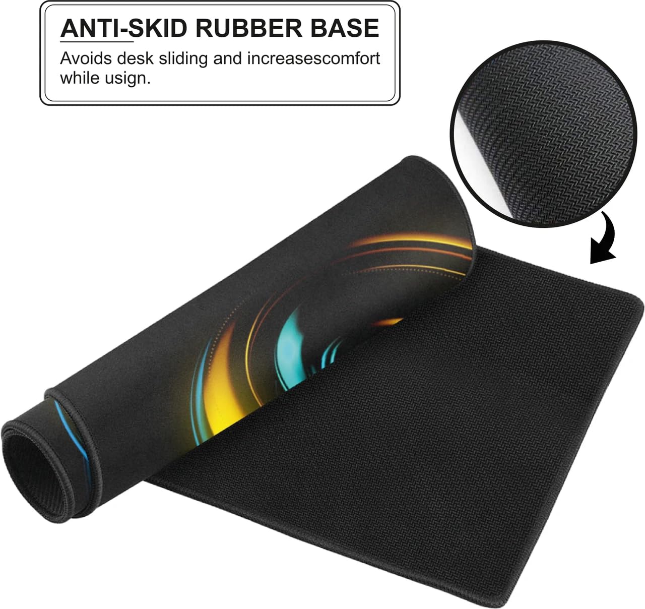 Neon Wave Print Extended Mouse Pad Desk Mat