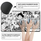Pirate Anime Mouse Pad 11×23 Inch 2mm Extended Gaming Desk Mat with Anti-Slip Rubber Base Mousepad for Smooth Surface Desk pad for PC & Laptop Use Waterproof & Stiched (Black/White) Deskpad