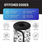 Pirate Anime Mouse Pad 11×23 Inch 2mm Extended Gaming Desk Mat with Anti-Slip Rubber Base Mousepad for Smooth Surface Desk pad for PC & Laptop Use Waterproof & Stiched (Black/White) Deskpad