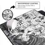 Pirate Anime Mouse Pad 11×23 Inch 2mm Extended Gaming Desk Mat with Anti-Slip Rubber Base Mousepad for Smooth Surface Desk pad for PC & Laptop Use Waterproof & Stiched (Black/White) Deskpad