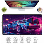 Retro Car Design Mouse Pad 11×23 Inch 2mm Extended Gaming Desk Mat with Anti-Slip Rubber Base Mousepad for Smooth Surface Desk pad for PC & Laptop Use Waterproof & Stiched (Multicolour) Deskpad