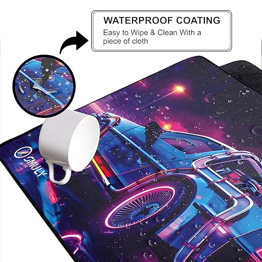 Retro Car Design Mouse Pad 11×23 Inch 2mm Extended Gaming Desk Mat with Anti-Slip Rubber Base Mousepad for Smooth Surface Desk pad for PC & Laptop Use Waterproof & Stiched (Multicolour) Deskpad