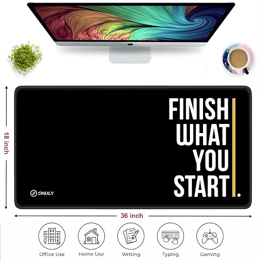 Motivational Large Gaming Mouse Pad, 11x23 Inch Extended Desk Mat, Waterproof Desk Pad with Anti-Slip Rubber Base Mousepad,Stitched Edges,Smooth Surface for Office, PC & Laptop (Multicolour)