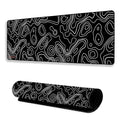 Black Contour Line Mouse Pad 11×23Inch 2mm Extended Gaming Desk Mat with Anti-Slip Rubber Base Mousepad for Smooth Surface Desk pad for PC & Laptop Use Waterproof & Stiched (Black/White) Deskpad