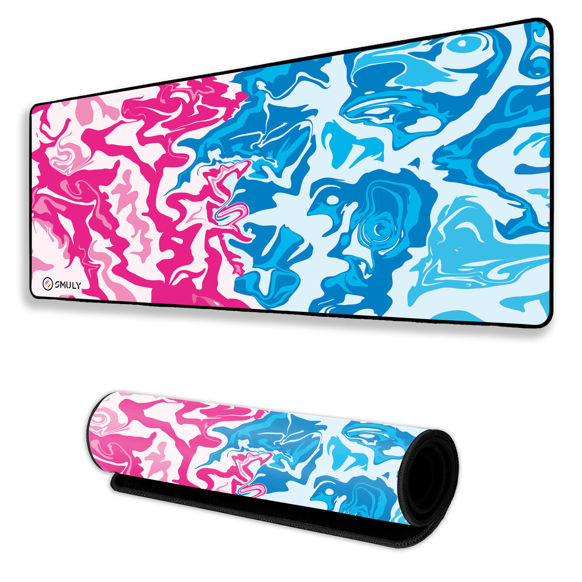 Pink Blue Fluid Art Large Desk Mat, Desk Pad, Mouse Pad