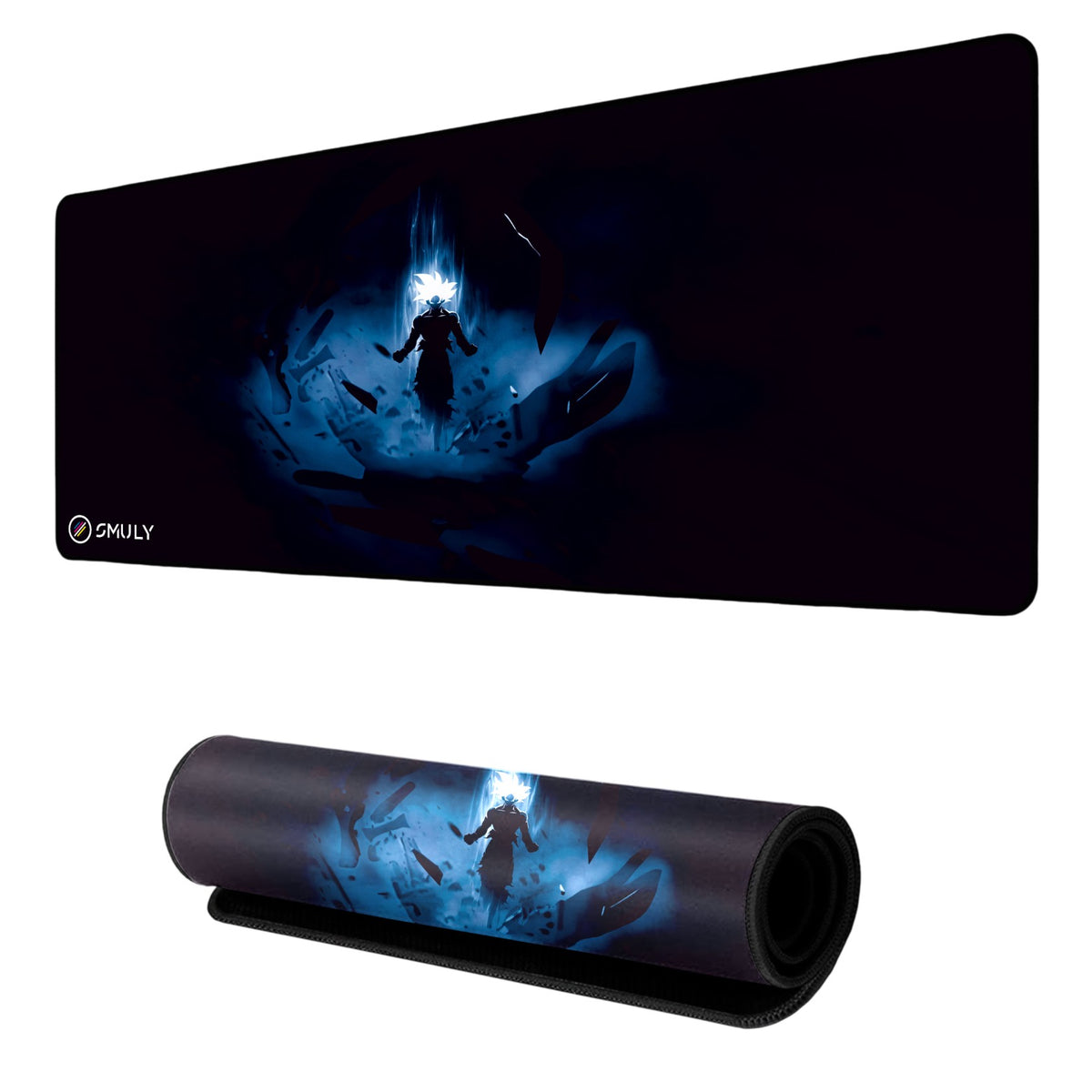 Blue Energy Warrior Large Desk Mat, Desk Pad, Mouse Pad