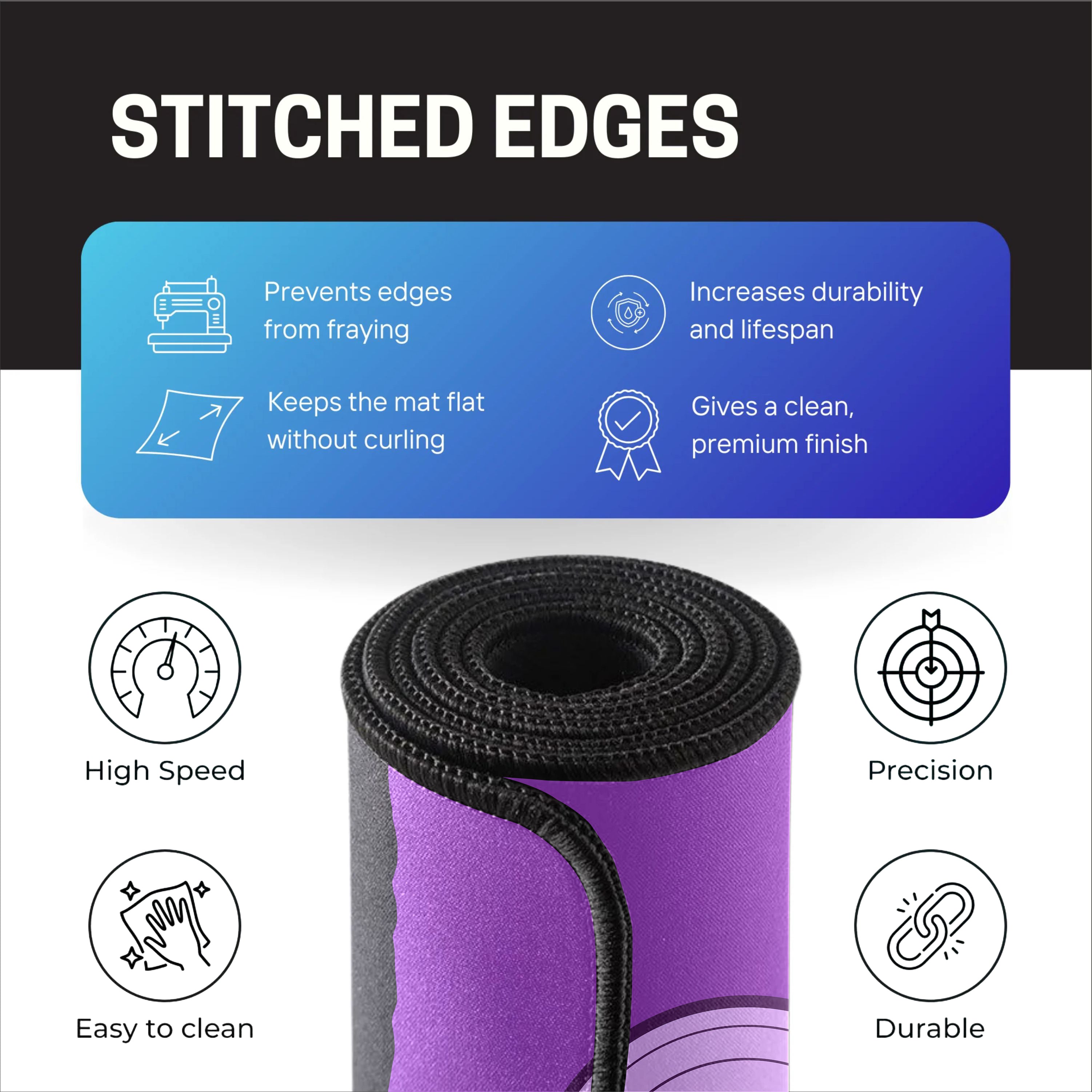 Purple Shadow Warrior Large Desk Mat, Desk Pad, Mouse Pad