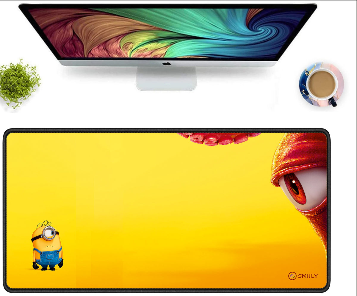 Cute Yellow Cartoon Large Desk Mat, Desk Pad, Mouse Pad