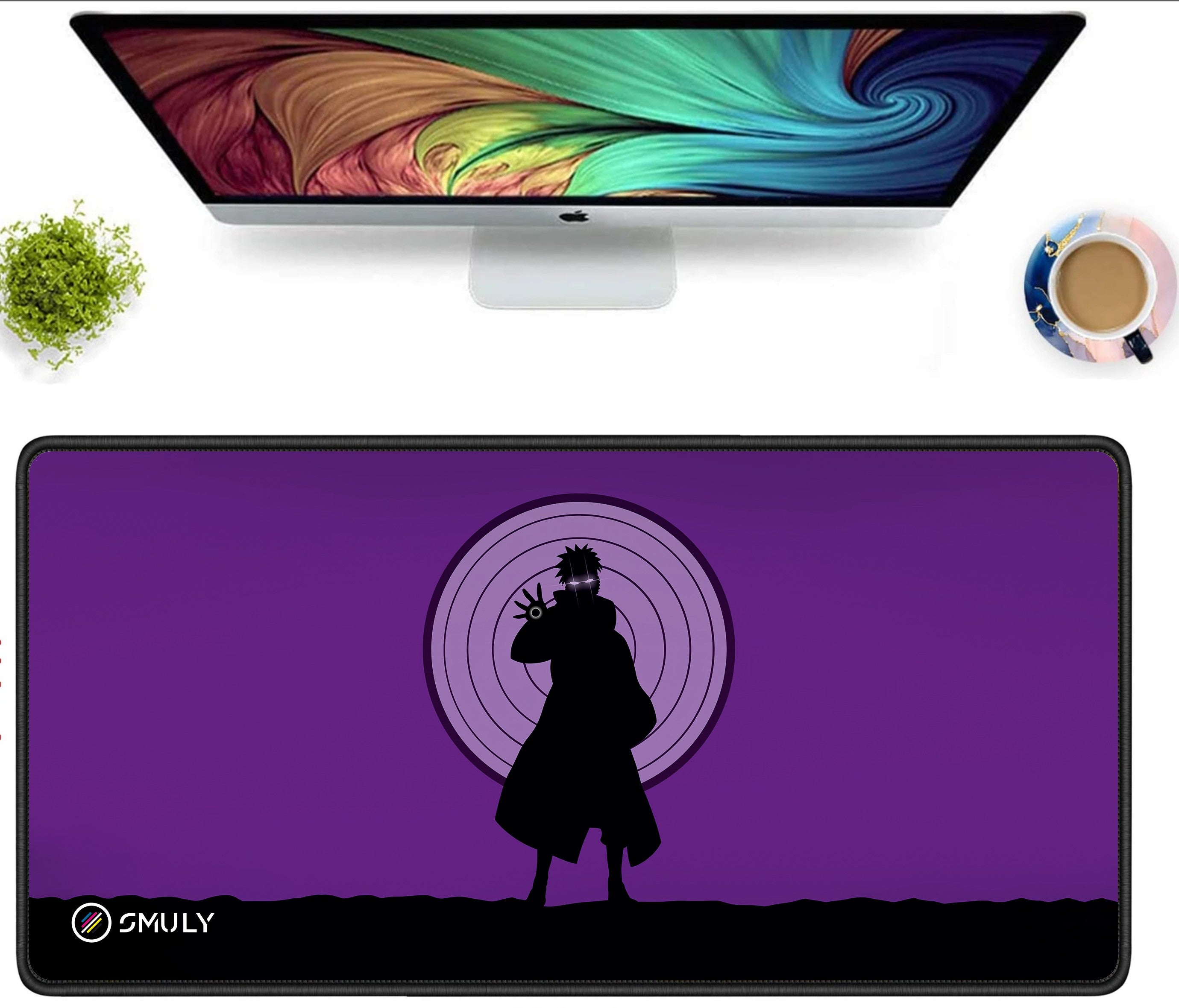 Purple Shadow Warrior Large Desk Mat, Desk Pad, Mouse Pad