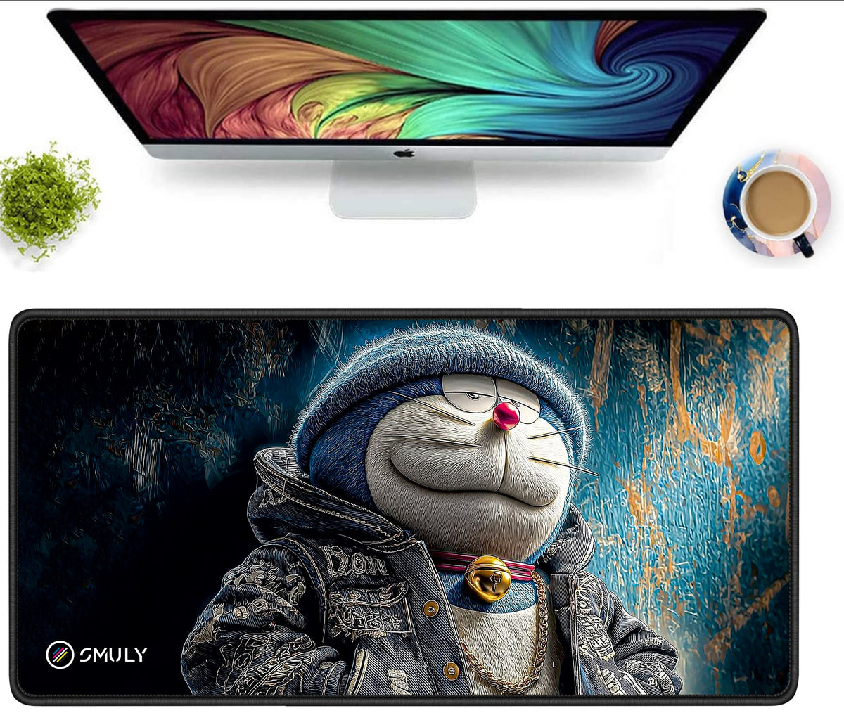 Stylish Cartoon Cat Large Desk Mat, Desk Pad, Mouse Pad