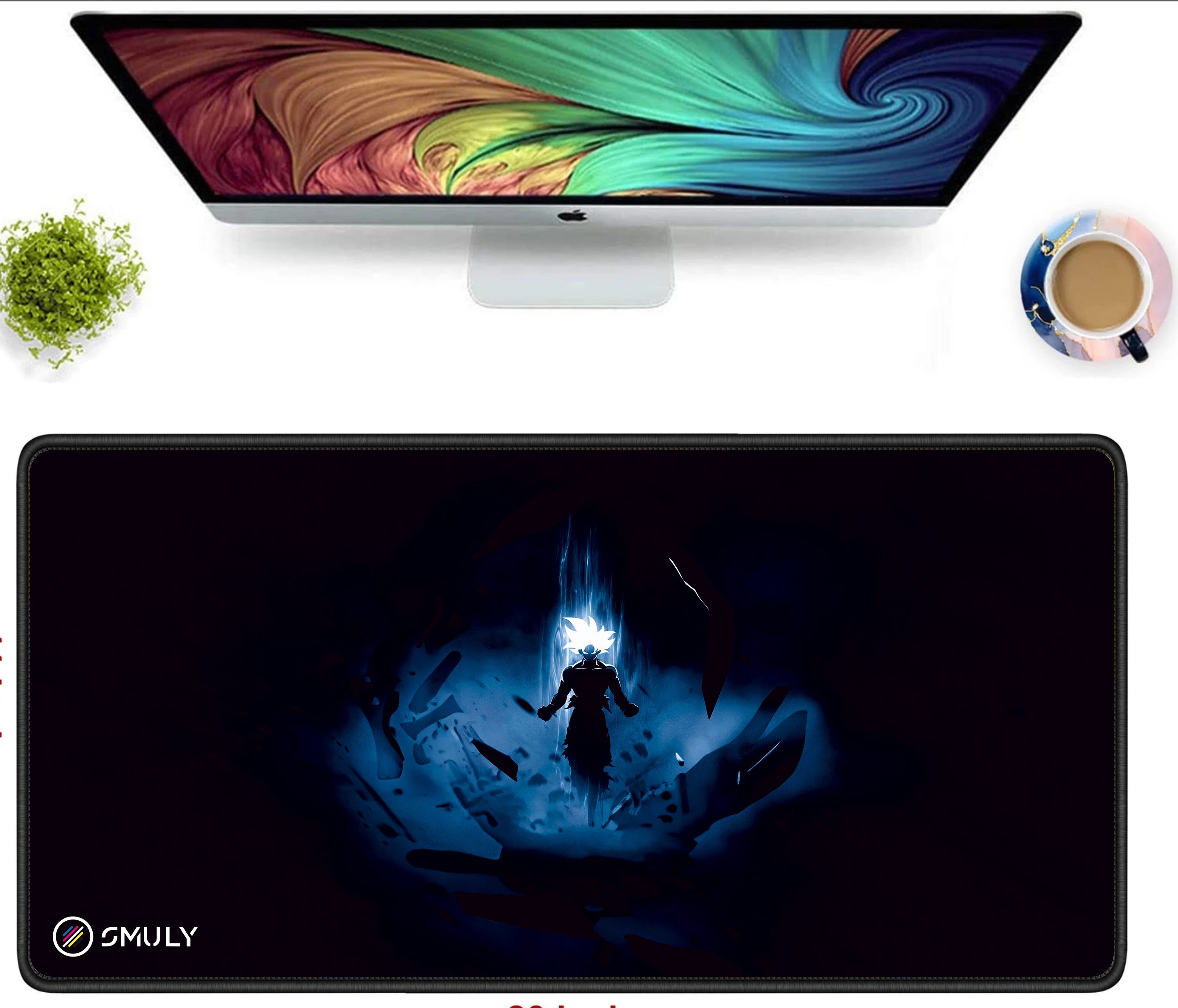 Blue Energy Warrior Large Desk Mat, Desk Pad, Mouse Pad