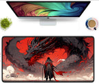 Red Warrior Large Desk Mat, Desk Pad, Mouse Pad