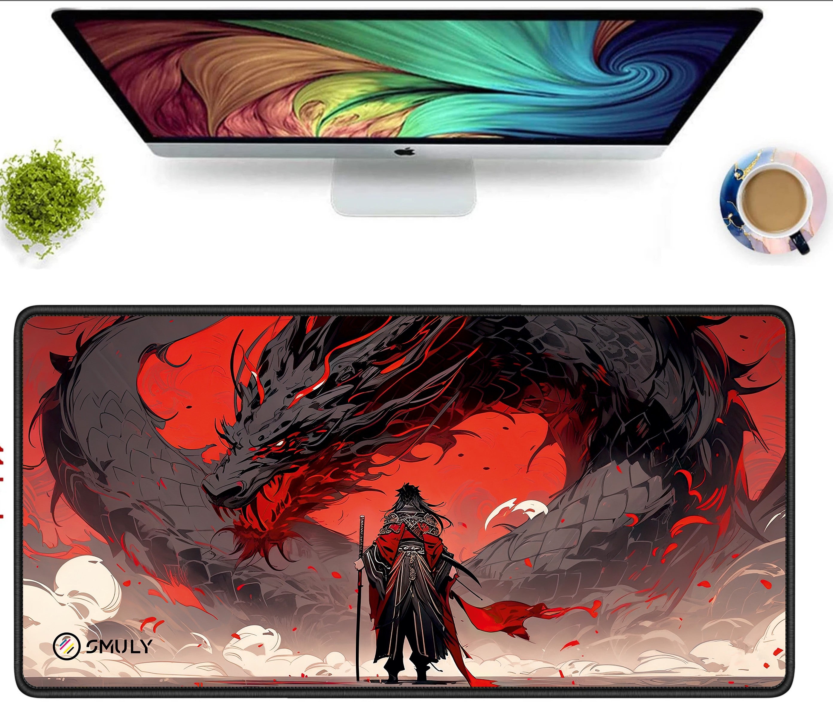 Red Warrior Large Desk Mat, Desk Pad, Mouse Pad