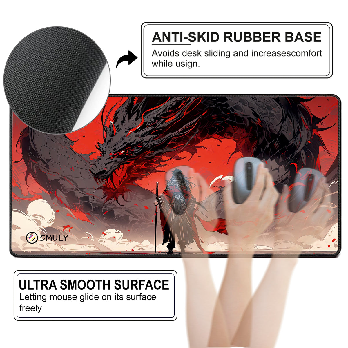 Red Warrior Large Desk Mat, Desk Pad, Mouse Pad