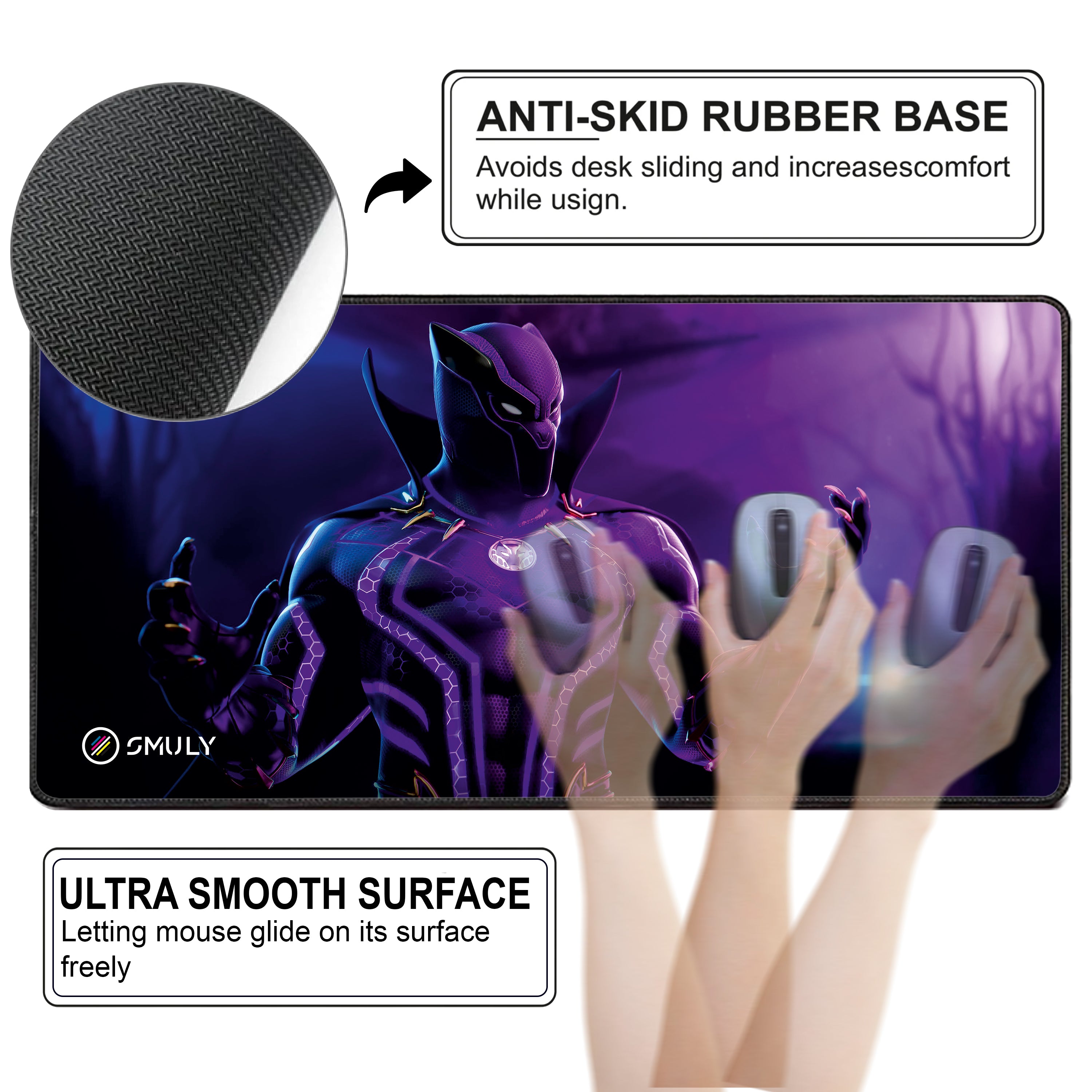 Purple Superhero Large Desk Mat, Desk Pad, Mouse Pad