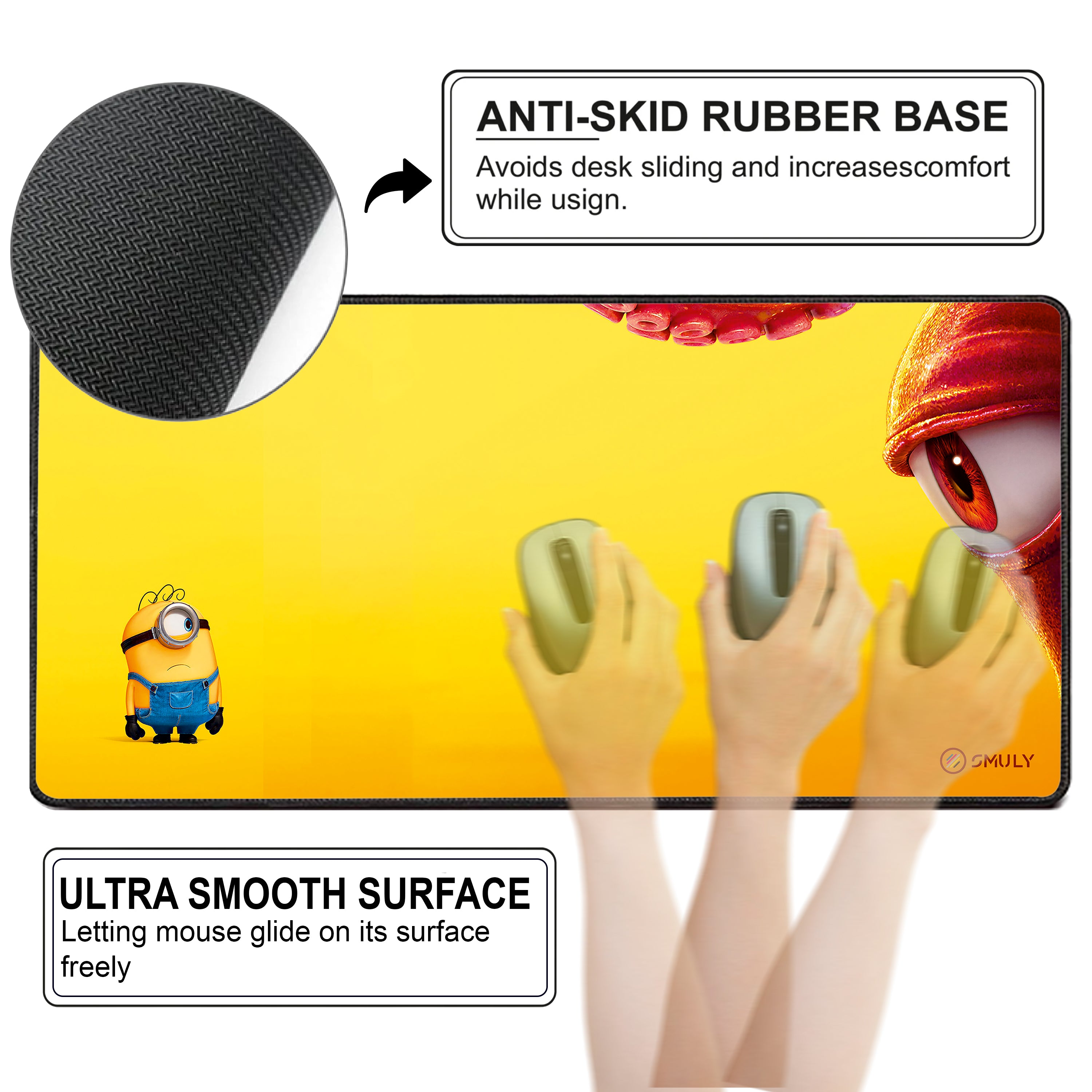 Cute Yellow Cartoon Large Desk Mat, Desk Pad, Mouse Pad