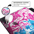 Pink Blue Fluid Art Large Desk Mat, Desk Pad, Mouse Pad