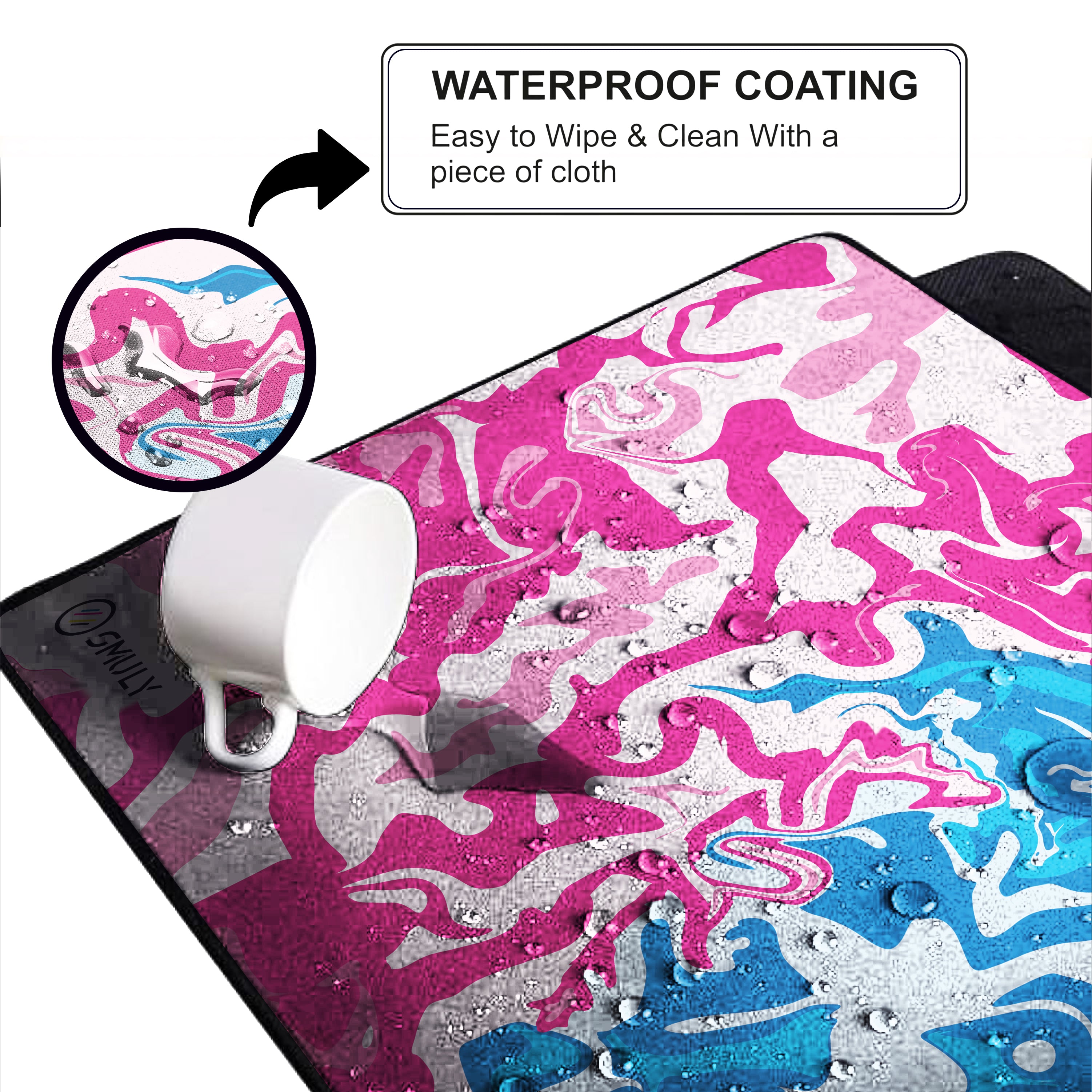Pink Blue Fluid Art Large Desk Mat, Desk Pad, Mouse Pad