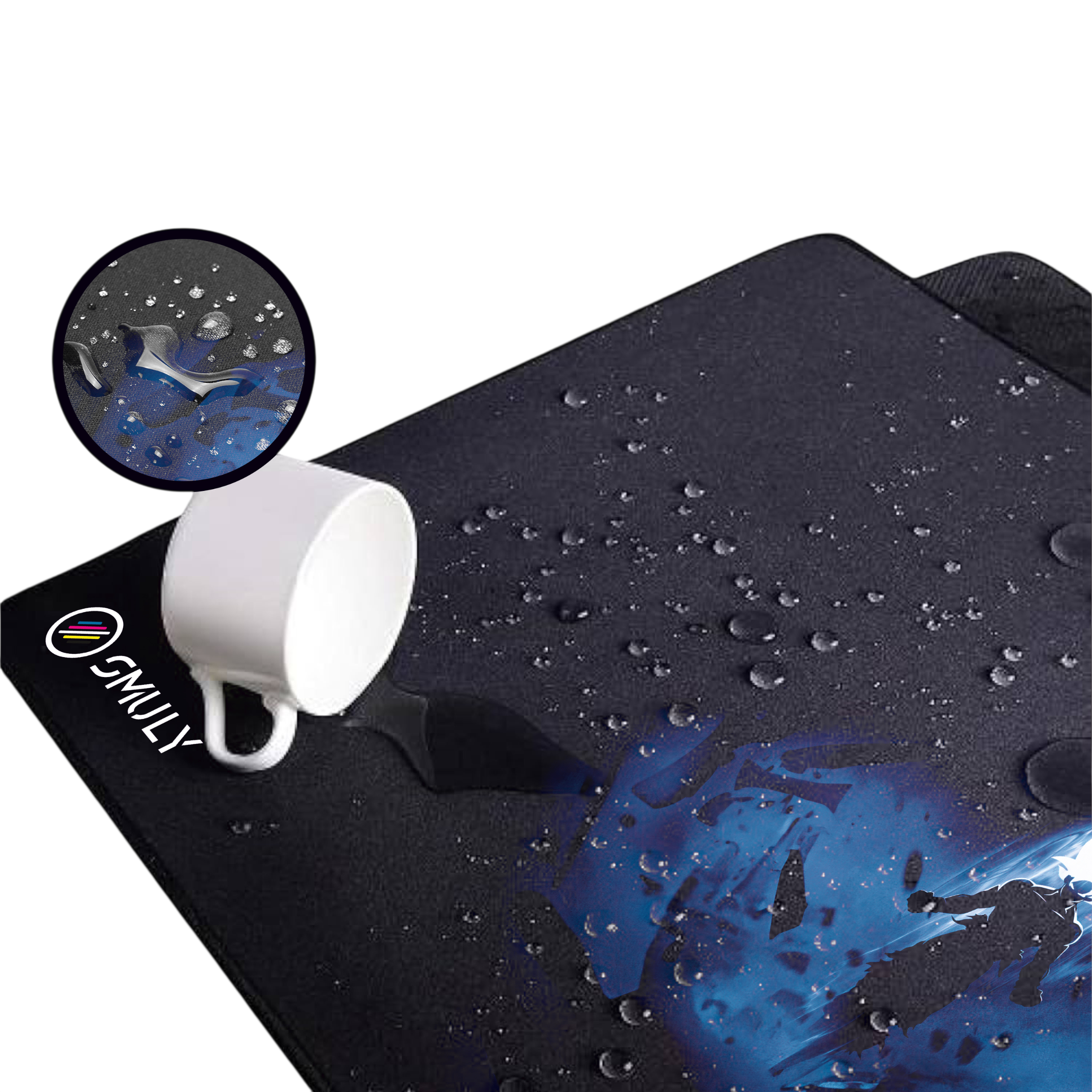 Blue Energy Warrior Large Desk Mat, Desk Pad, Mouse Pad