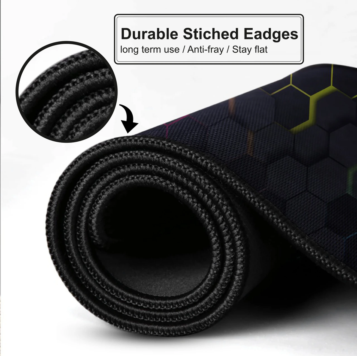 RGB Hexagon Large Desk Mat, Desk Pad, Mouse Pad
