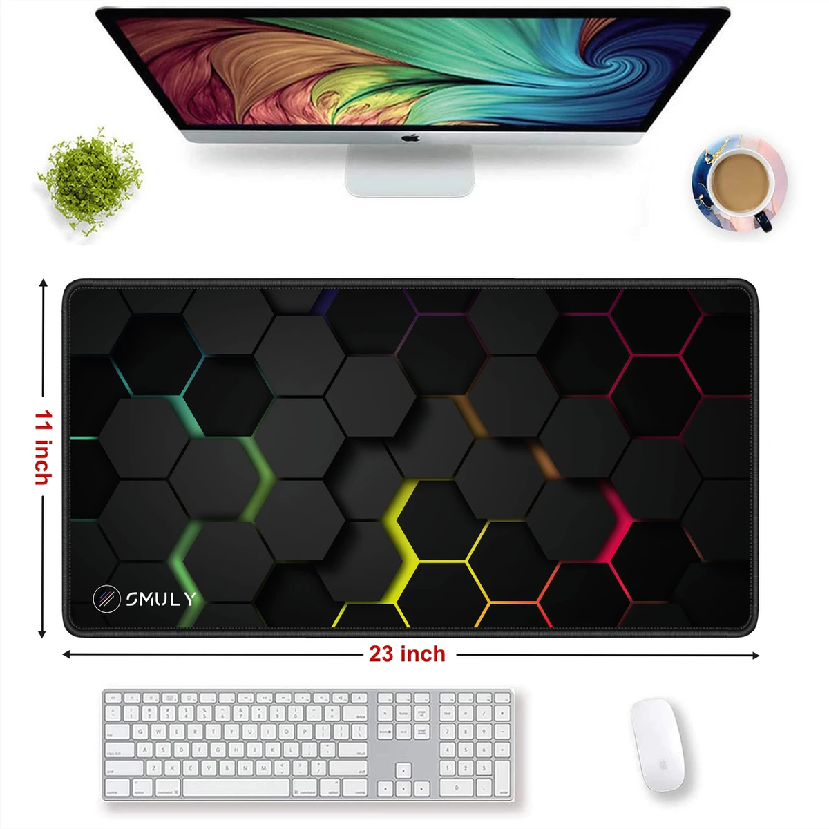 RGB Hexagon Large Desk Mat, Desk Pad, Mouse Pad