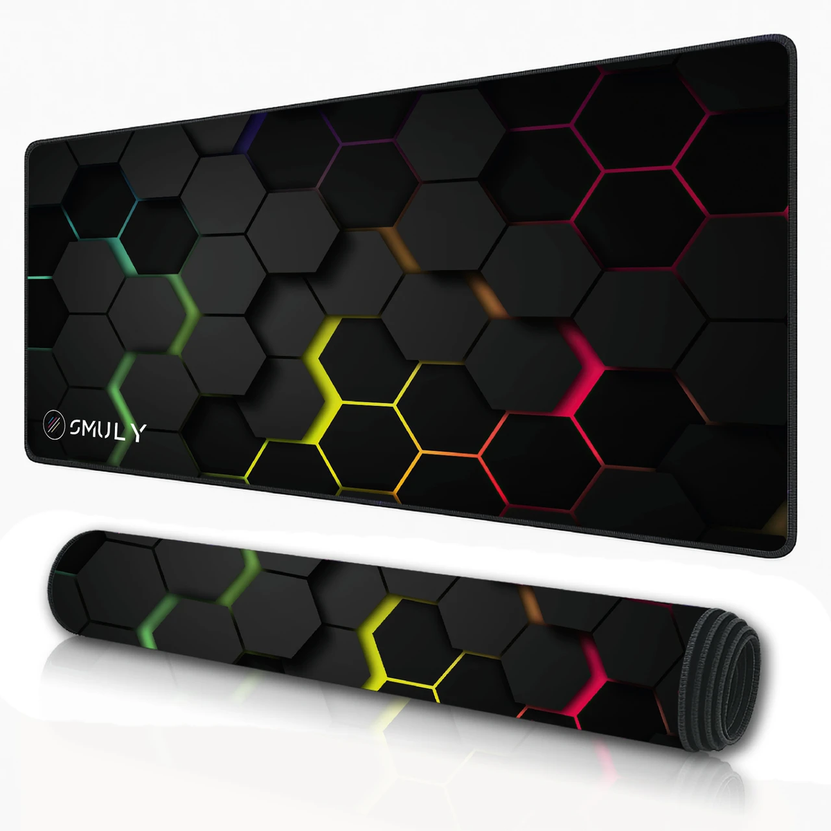 RGB Hexagon Large Desk Mat, Desk Pad, Mouse Pad
