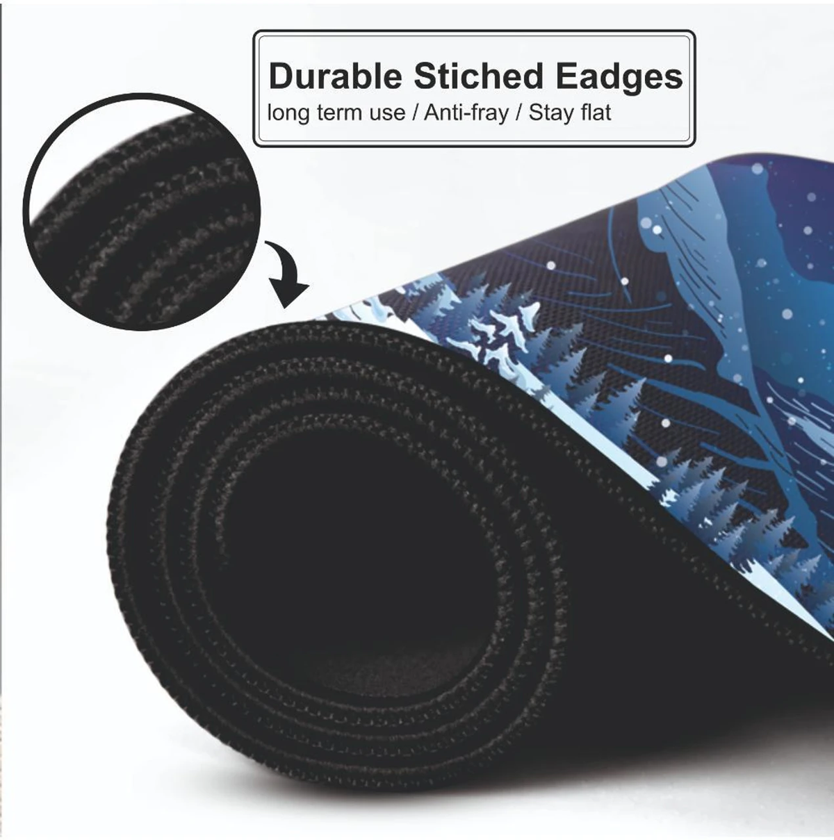 Snowy Mountain Scene Large Desk Mat, Desk Pad, Mouse Pad