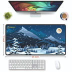 Snowy Mountain Scene Large Desk Mat, Desk Pad, Mouse Pad