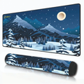 Snowy Mountain Scene Large Desk Mat, Desk Pad, Mouse Pad