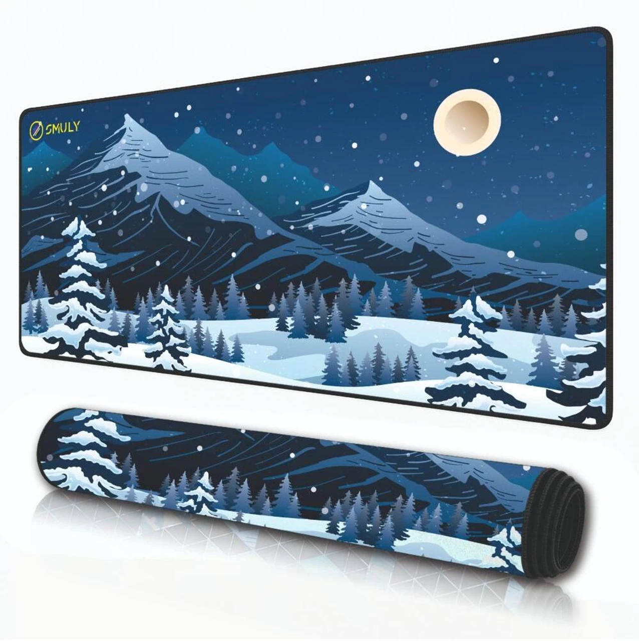 Snowy Mountain Scene Large Desk Mat, Desk Pad, Mouse Pad