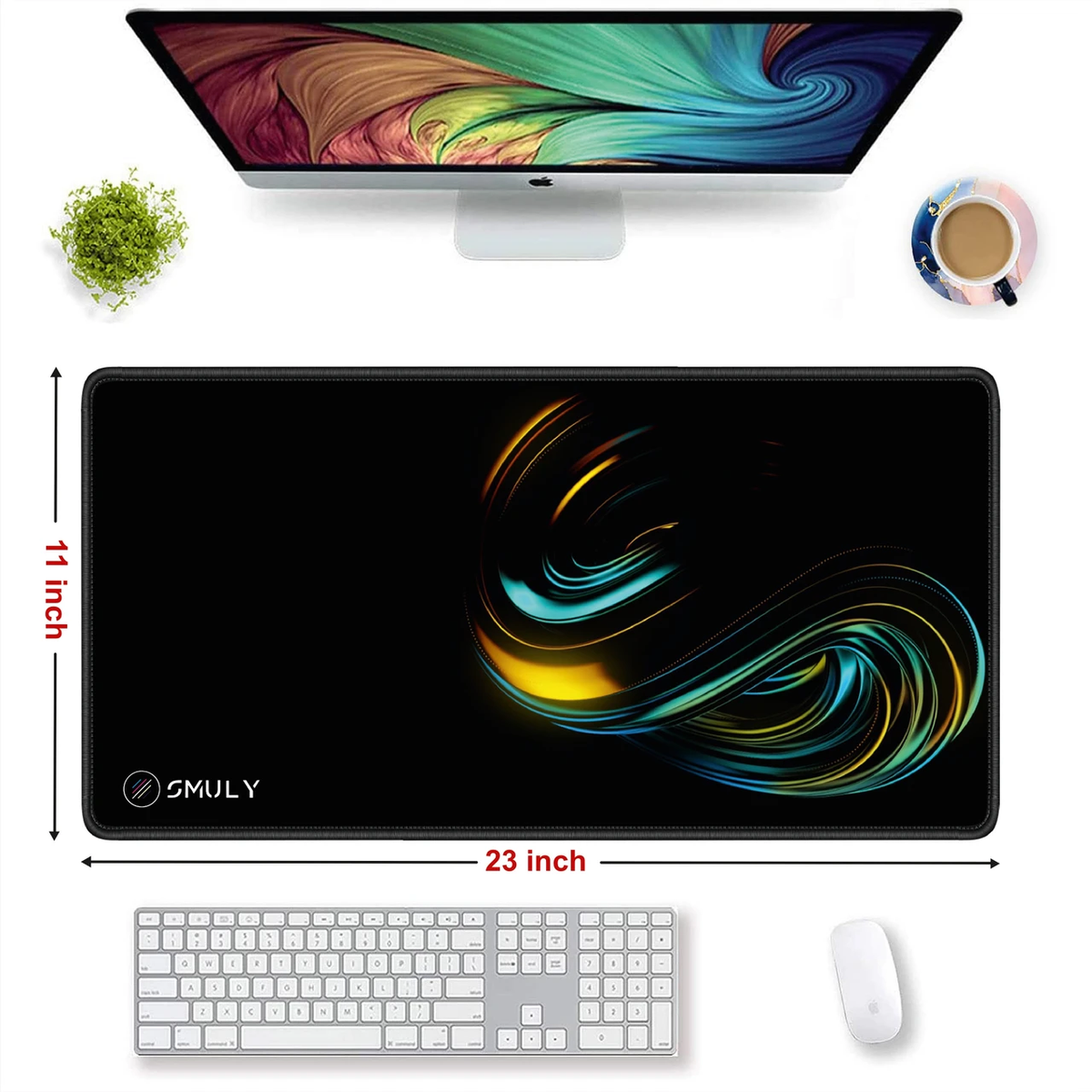 Neon Wave Design Large Desk Mat, Desk Pad, Mouse Pad