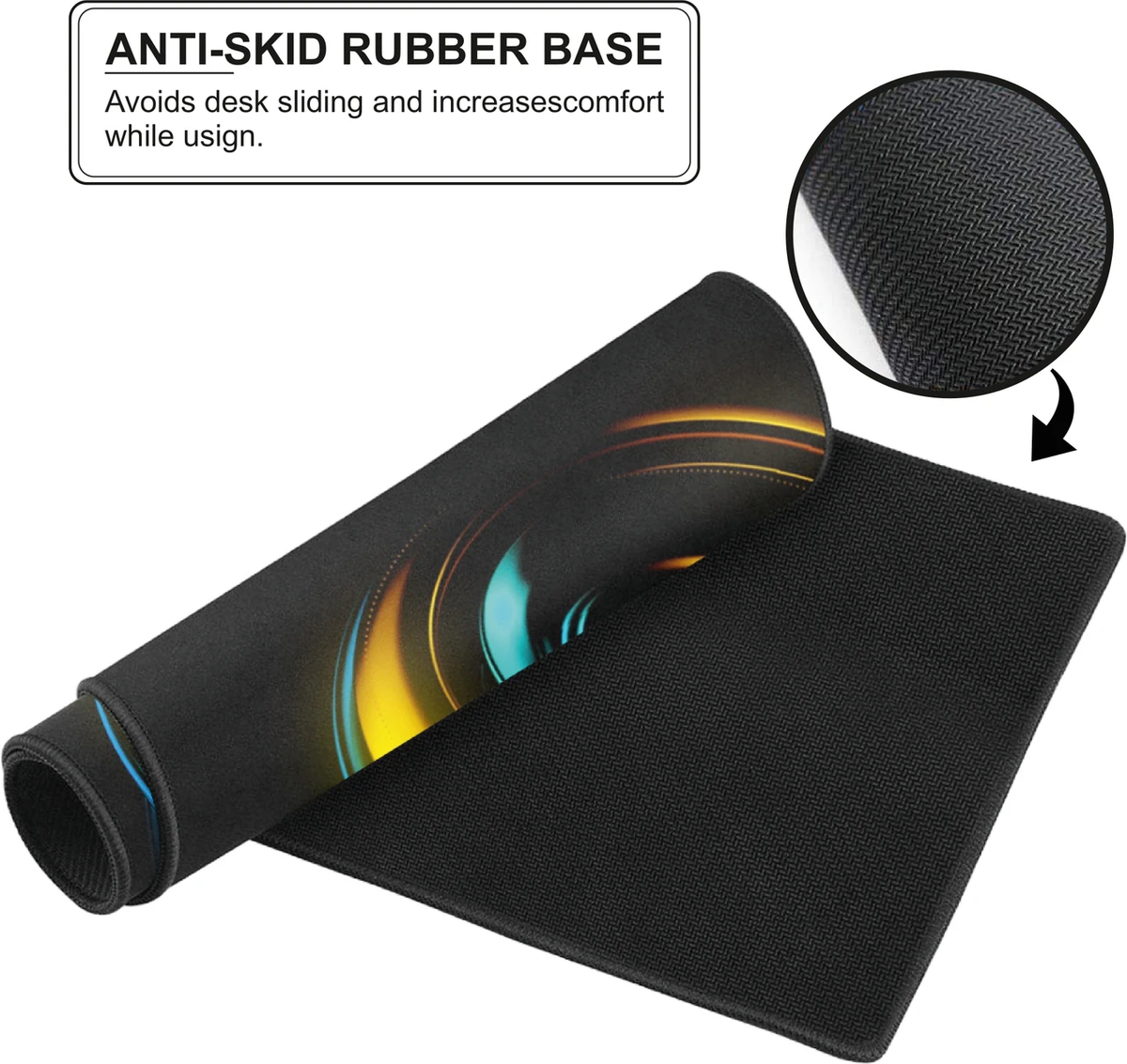 Neon Wave Design Large Desk Mat, Desk Pad, Mouse Pad